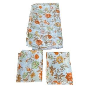 Vintage Bibb USA Coventry Garden 3-Piece Floral Sheet Set Orange Green Full